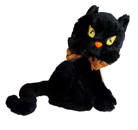 Animated Black Cat Halloween Plush 9 in Spinning Head Screaming Scary Cat Sounds Stuffed Animal ...