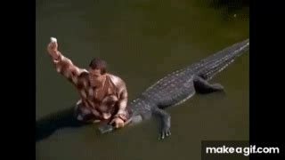 Happy Gilmore alligator scene on Make a GIF