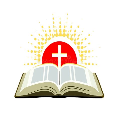 Open Bible with Cross and Rays of the Sun Stock Image - Illustration of crucifixion, greeting ...