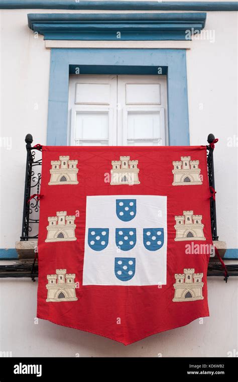 Old Medieval Portuguese flag on a Medieval fair in Castro Marim, Portugal Stock Photo - Alamy