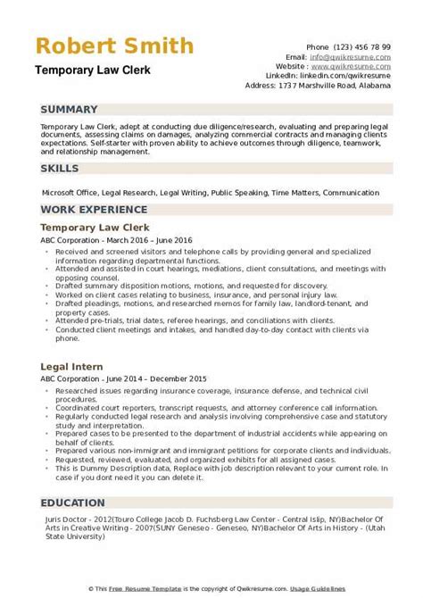 10+ Law Clerk Resume Samples & Templates for 2025