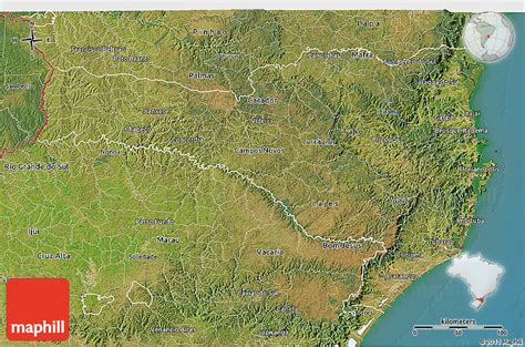 Satellite 3D Map of Santa Catarina