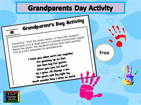 Grandparent’s Day Activity Keepsake Handprint Poem | A to Z Teacher Stuff Printable Pages and ...