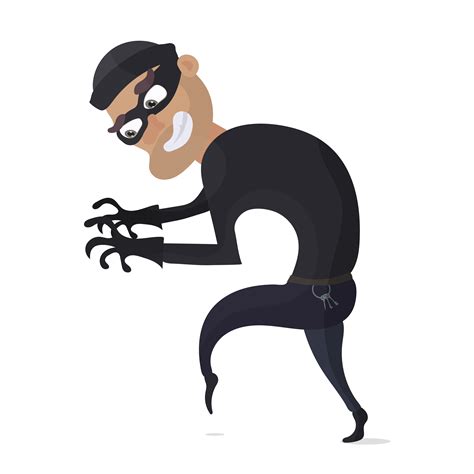 Thief vector illustration. Burglar in black mask isolated on white ...