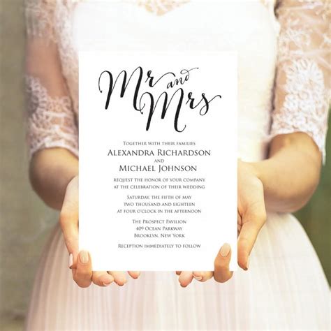 Mr. And Mrs. Wedding Invitation Template, Editable Template, DIY Wedding Printable, Personalized ...