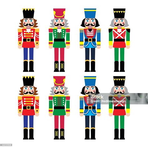 Christmas Nutcracker Soldier Figurine Icons Set Stock Illustration - Download Image Now ...