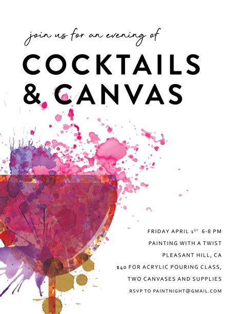 Paint Party Flyer Cocktails and Canvas Poster Paint and Sip - Etsy Canada | Paint and sip, Paint ...
