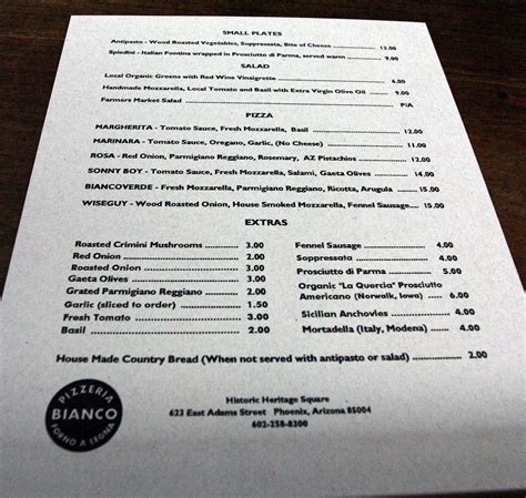 Pizzeria Bianco menu | An unfortunately grainy picture of th… | Flickr