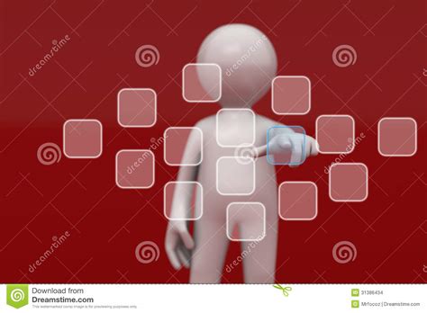 Finger Touching Transparent Digital Touch Screen Stock Illustration - Illustration of ...