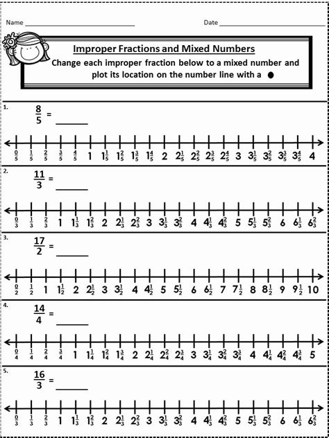 Equivalent Fractions On A Number Line Worksheet | Improper fractions ...