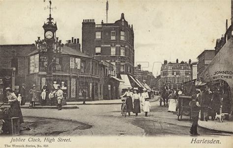 Jubilee Clock, High Street, Harlesden, London stock image | Look and Learn