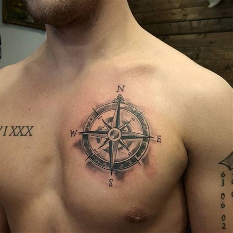 Chest Compass Tattoo for Men