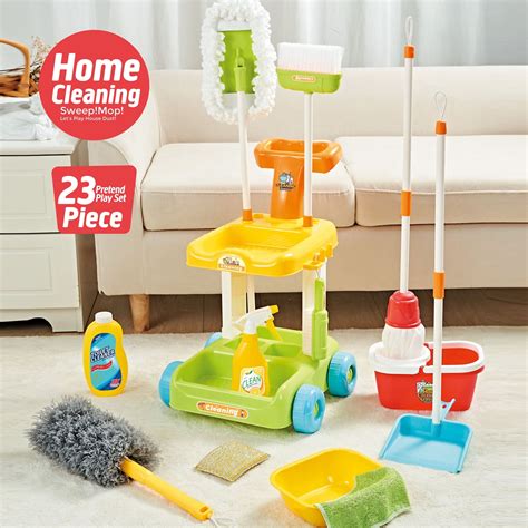 NETNEW Children's Playset Cleaning Cart Toys, Fully Functional Housekeeping Kits for Boys and ...