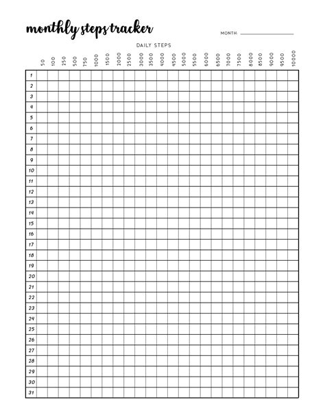 FREE Printable Monthly Steps Tracker Template - World of Printables