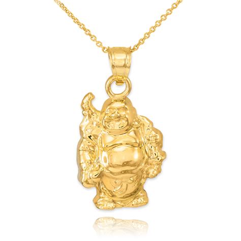 Gold Laughing Buddha Pendant Necklace | Buddha | Buddhist Pendant