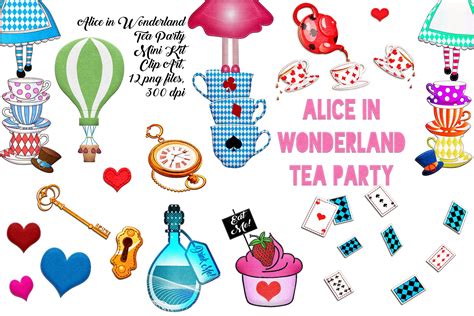 Alice In Wonderland Tea Party Mini Kit ClipArt By Me and Ameliè ...