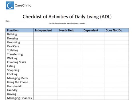 Free Printable Adl Checklist - FREE Printable A-Z