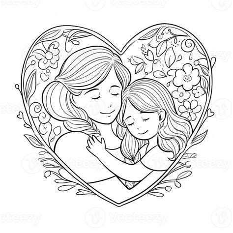 a mother and daughter hugging in a heart shaped frame. generative ai. 28497911 Stock Photo at ...