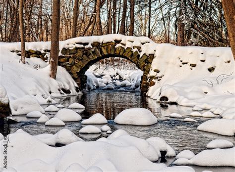 snow covered bridge Stock Photo | Adobe Stock