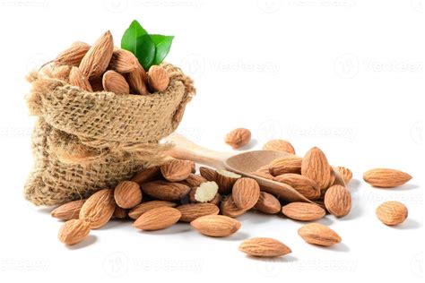 Almonds nut with leaves isolated on white background. 20828580 Stock Photo at Vecteezy