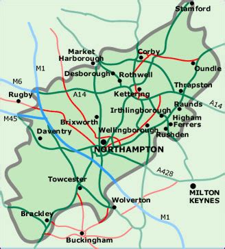 Map of Northamptonshire | Northamptonshire, Wales england, England