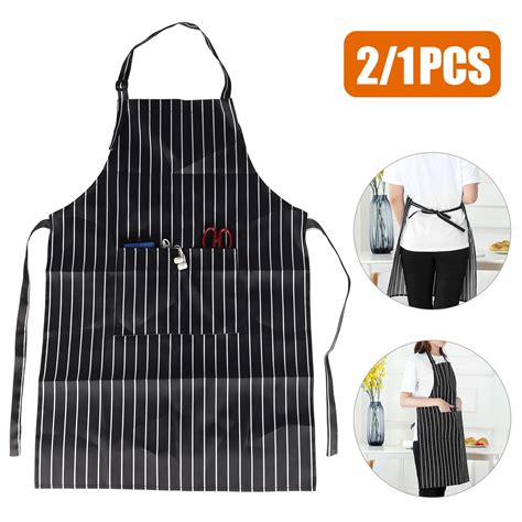 TSV 2/1Pcs Adjustable Kitchen Apron, Chef Aprons with Double Pockets for Women and Men ...