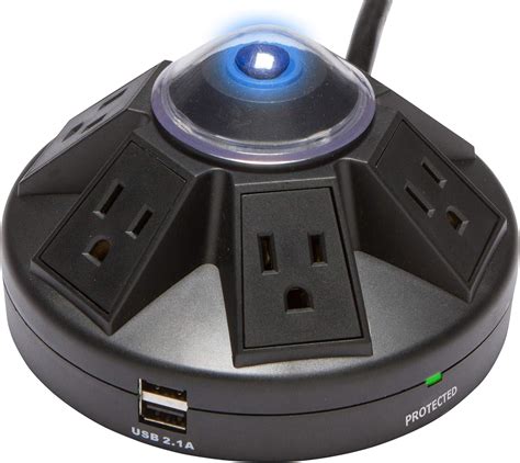 Amazon.com: Accell Powramid USB Surge Protector - 2 USB Charging Ports (2.1A), 6 Outlets, 6-Foot ...