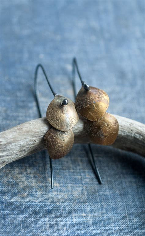 Nature inspired kinetic earrings unique mixed metal earrings | Etsy