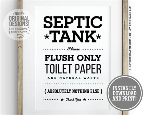 Septic Tank Bathroom Sign INSTANT PRINTABLE System Do not | Etsy