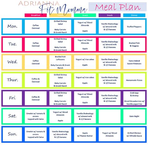 Adrianna Fit Momma: Meal Plan & Family Plan