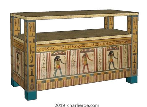 new ancient Egyptian Revival style painted coffee table with ornate Egyptian style designs