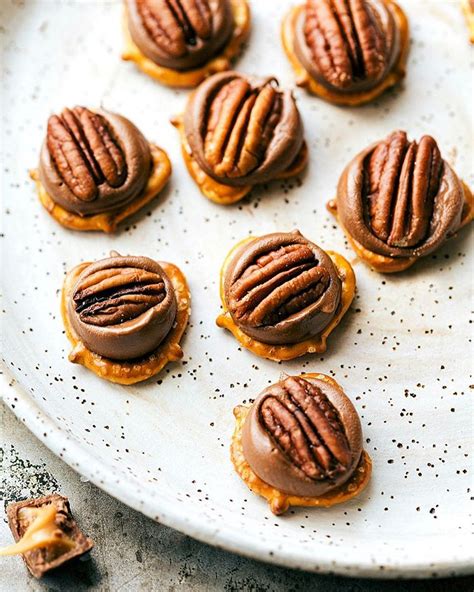 Chocolate Caramel Candy And Pecan Pretzel Bites Recipe | The Feedfeed