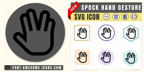 Spock Hand Gesture Icon SVG Code — Download Path / HTML