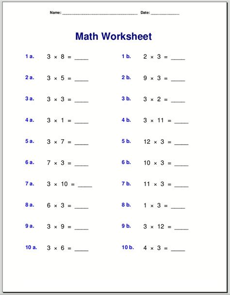 3 Times Table Worksheets to Print | Activity Shelter