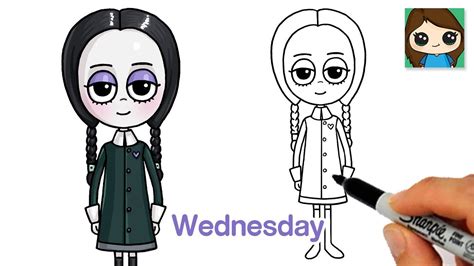 How to Draw Wednesday from Addams Family - YouTube