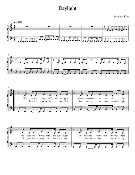 Daylight – Matt & Kim Sheet music for Piano (Piano-Voice) | Musescore.com