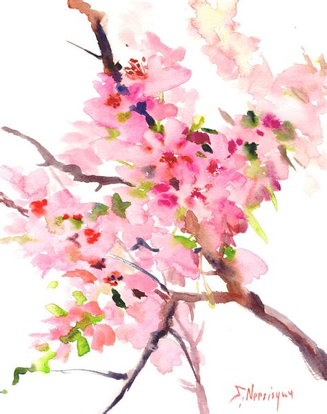 Sakura Cherry Blossom Painting by Suren Nersisyan - Fine Art America