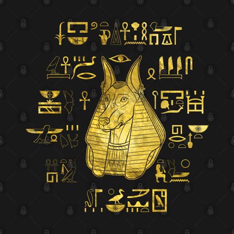 Golden Anubis with hieroglyphs - Anubis - T-Shirt | TeePublic