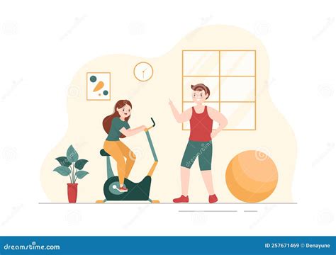 Personal Trainer or Sports Instructor Hand Drawn Cartoon Flat ...