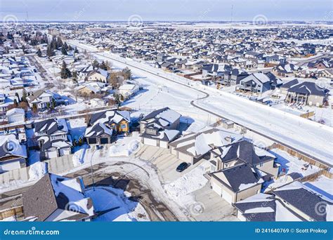 Aerial View of Warman, Saskatchewan on the Canadian Prairies Stock ...