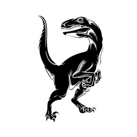 Premium Vector | Hand drawn illustration of a raptor dinosaur silhouette