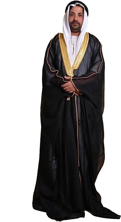 Men’s Long Sleeves Arabian Bisht Grey Cloak Arab Dress Thobe Islam Robe ...