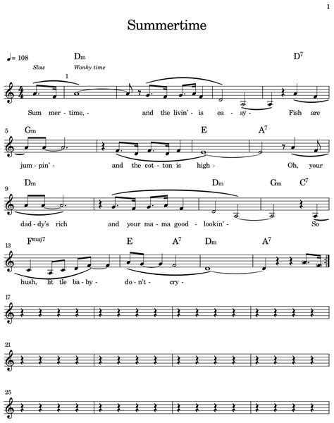 Summertime - Sheet music for Piano