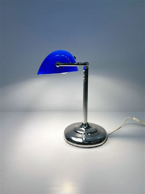 Vintage IKEA Bankers Notary Lamp, Early 2000s Desk Lamp, Blue Glass Design, Classic Home Office ...