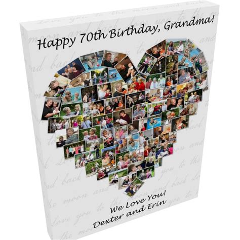 Happy 70th Grandma! 11x14 with 71 photos. Canvas. Custom background (#9) with"I love you to the ...