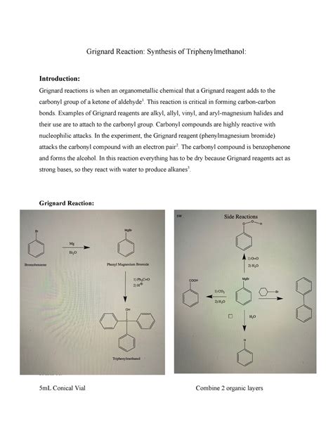 Orgo 1 Lab 11 - Grignard Reaction: Synthesis of Triphenylmethanol ...