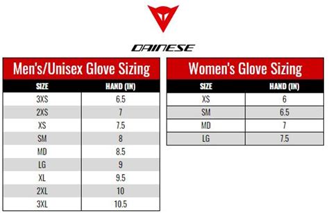 Dainese Motorcycle Glove Size Chart | Reviewmotors.co