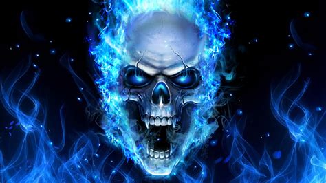 Blue Fire Skull - 988x556 Wallpaper - teahub.io