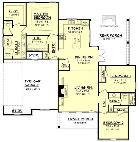 Ranch Style House Plan - 3 Beds 2 Baths 1600 Sq/Ft Plan #430-108 ...