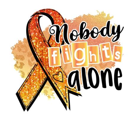 Awareness Orange Ribbon Clipart Nobody Fights Alone Cancer - Etsy